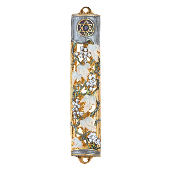 Grapevine Enameled Mezuzah - Style B