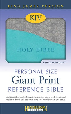 KJV Personal Size Giant Print Reference Bible, Flexisoft, Teal/Gray