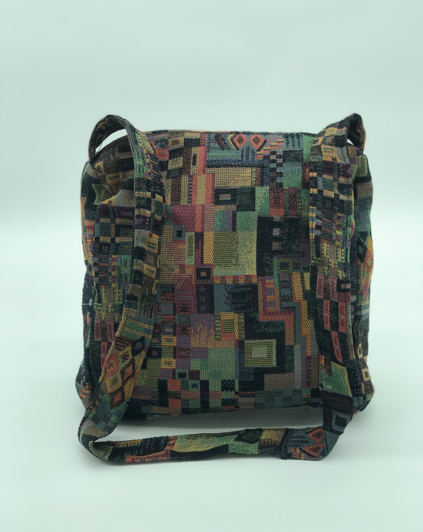Randa Shoulder Bag - Medium - Black Geo Patchwork