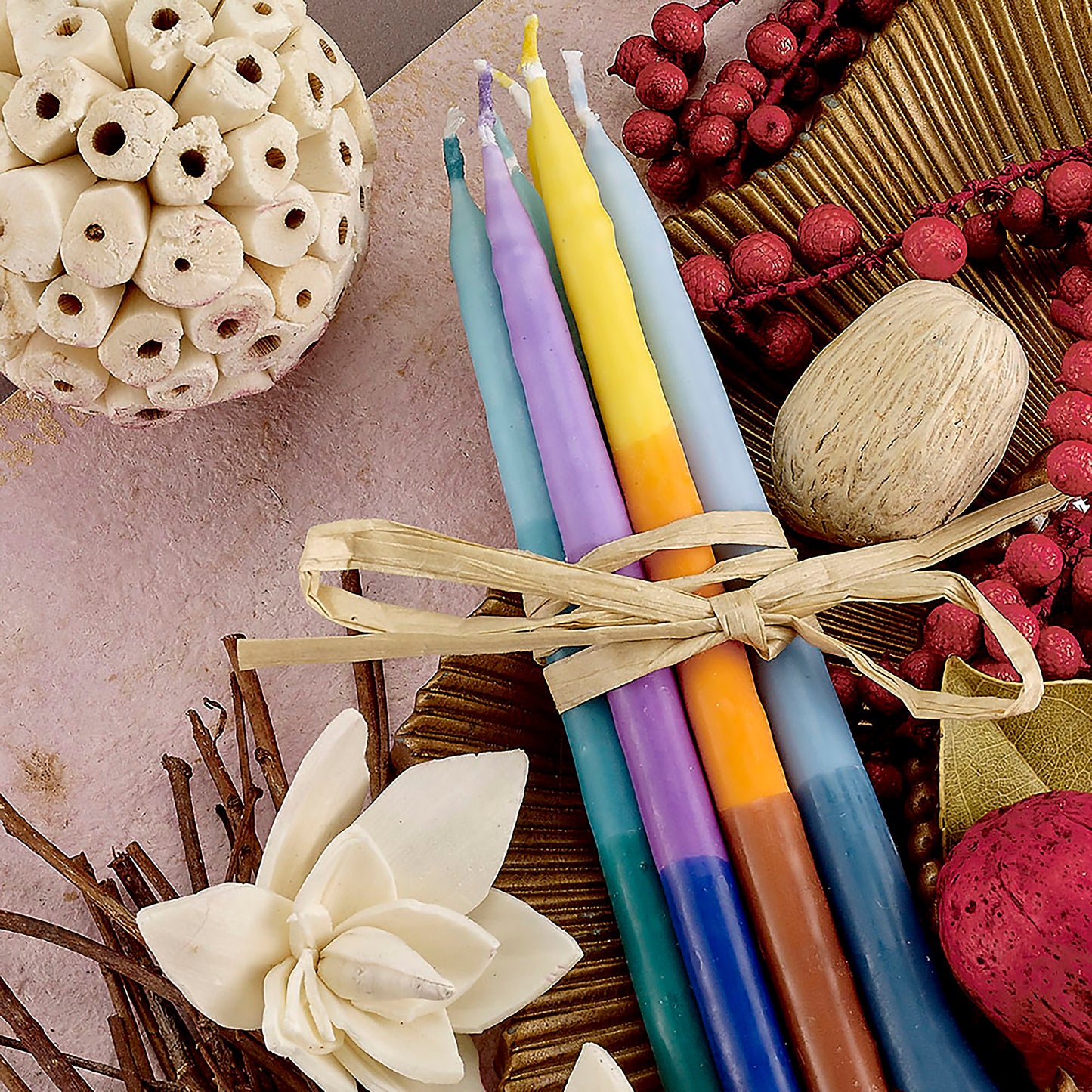 Bundle of tri colored candles