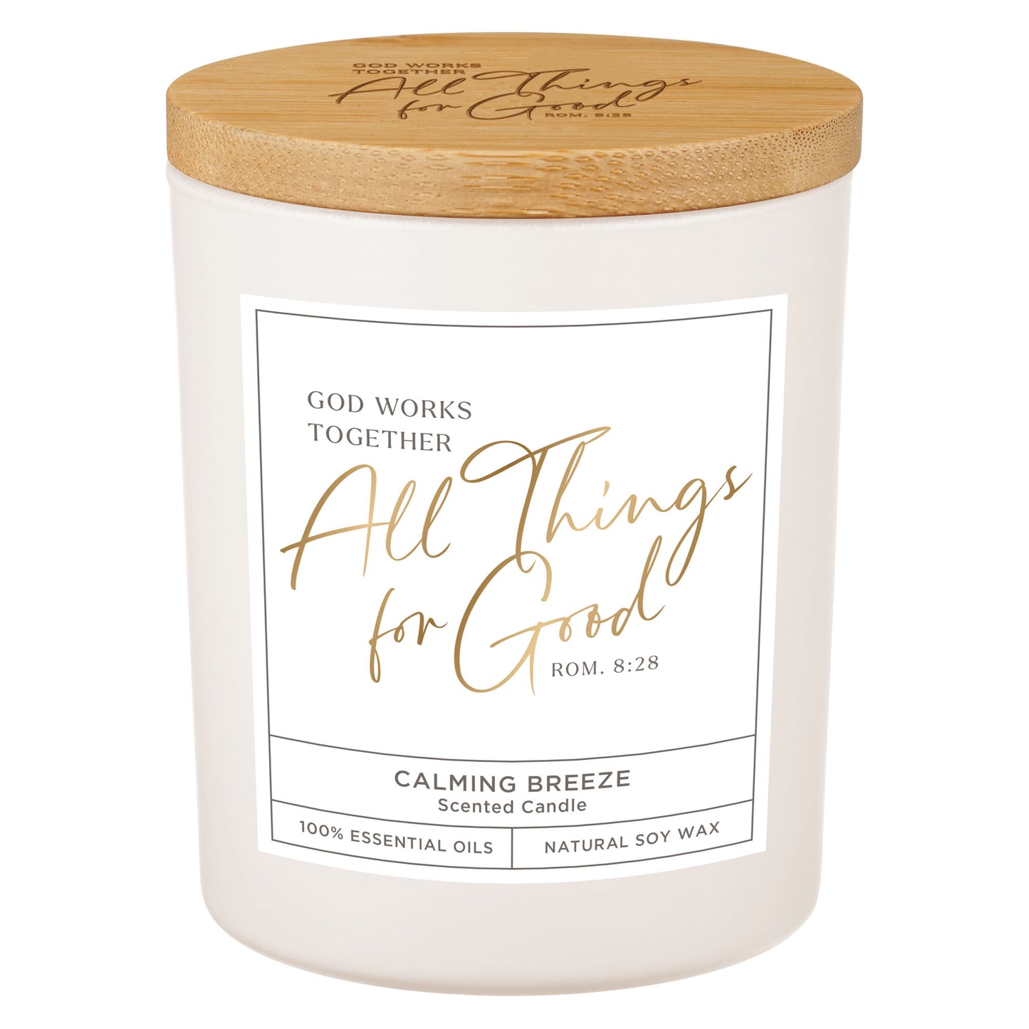 All Things For Good Calming Breeze Candle in a Glass Jar - Romans 8:28