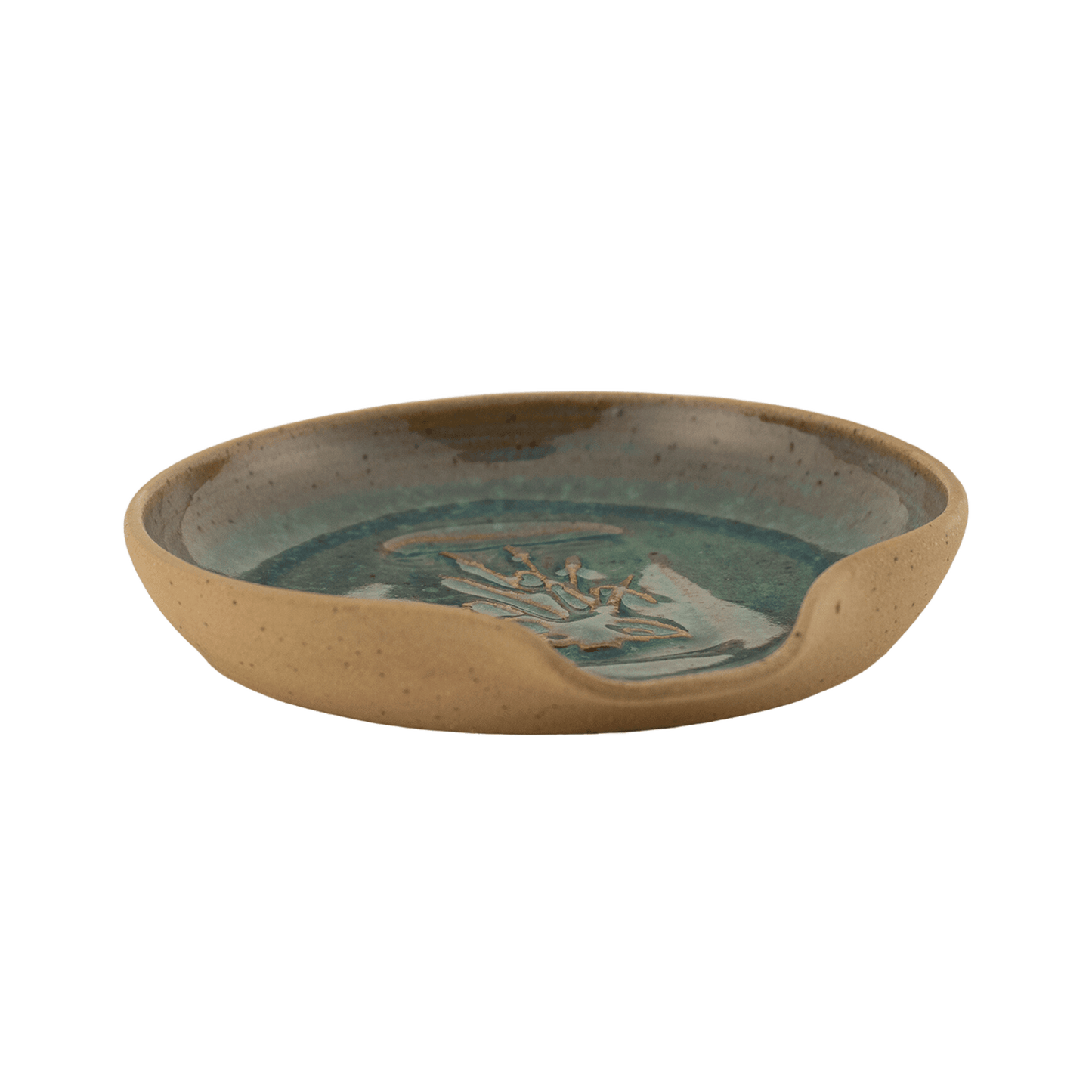 Deep teal handcrafted ceramic spoon rest