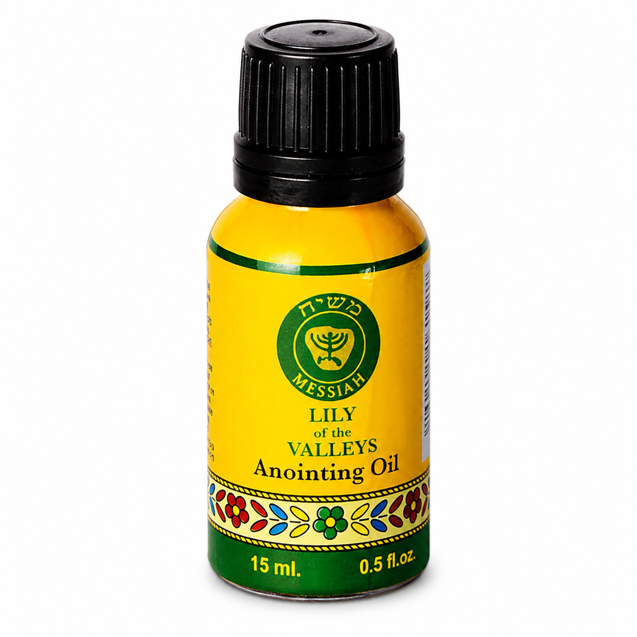 Ein Gedi Messiah Line Lily of the Valleys anointing oil 15ml cobalt glass bottle on white background