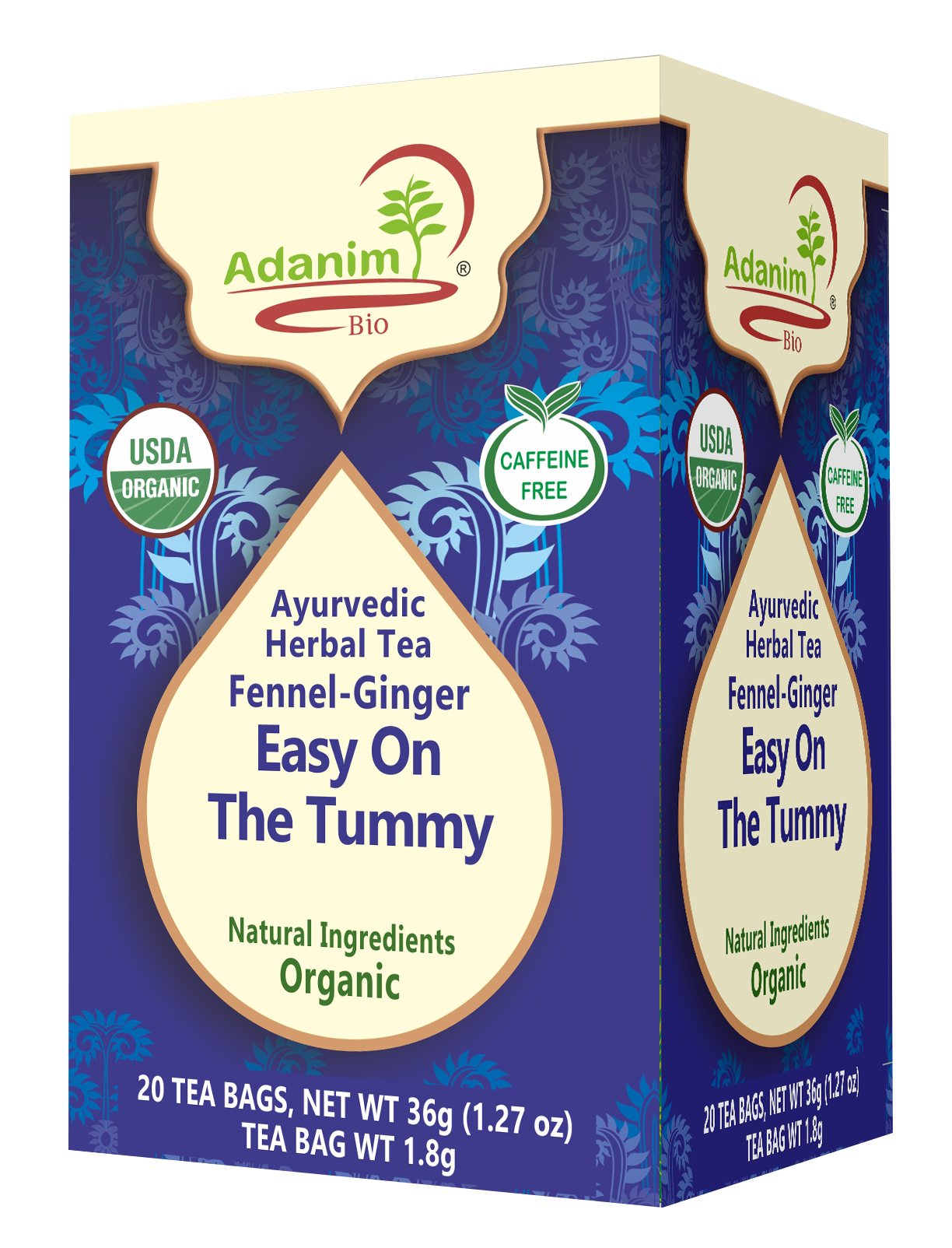 Organic Fennel Ginger Tea for weight loss, bloating, and stomach pain relief