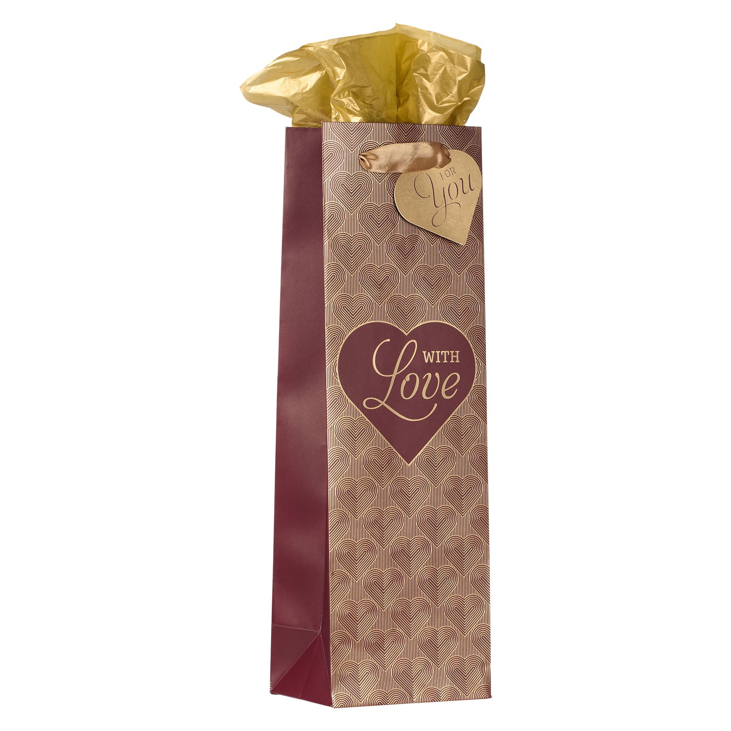 With Love Burgundy and Gold Bottle Gift Bag