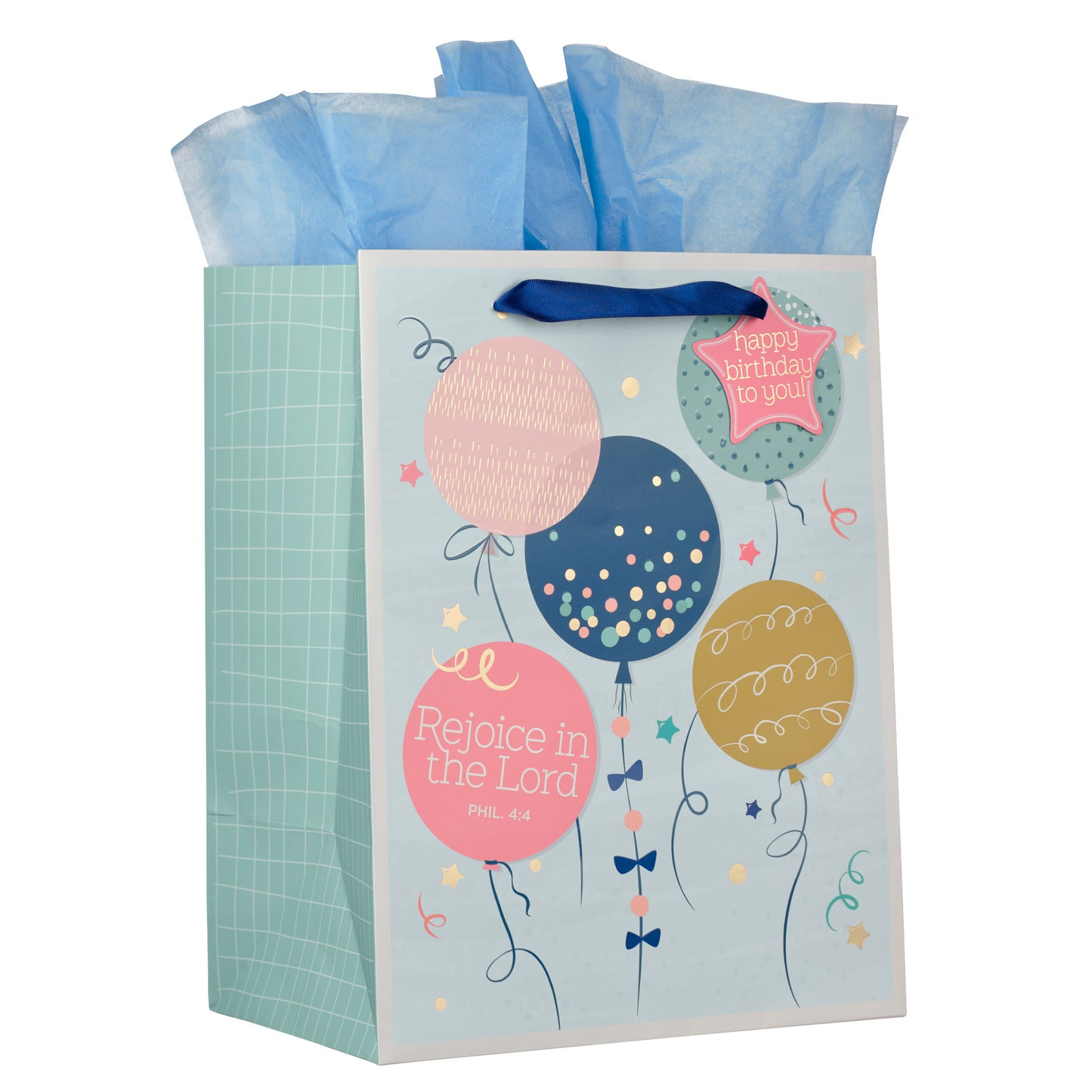 Rejoice Colorful Balloon Large Portrait Gift Bag - Philippians 4:4