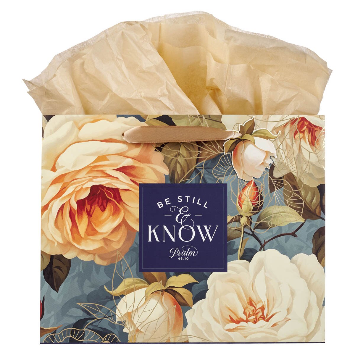 Be Still & Know Serene Roses Large Gift Bag featuring Psalm 46:10