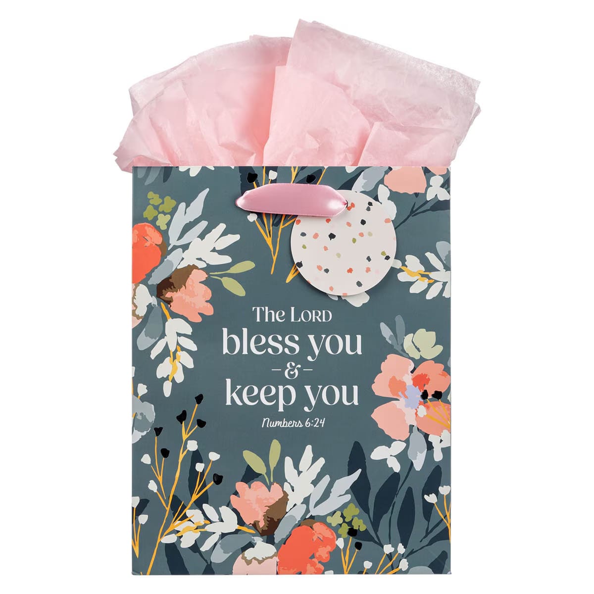 The Lord Bless You Teal Medium Gift Bag featuring Numbers 6:24