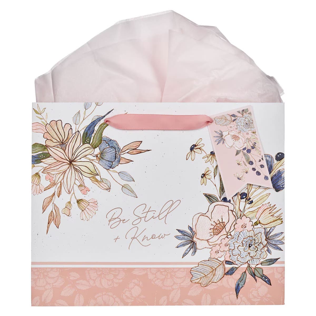 Be Still & Know Peach Blossom Large Gift Bag featuring Psalm 46:10