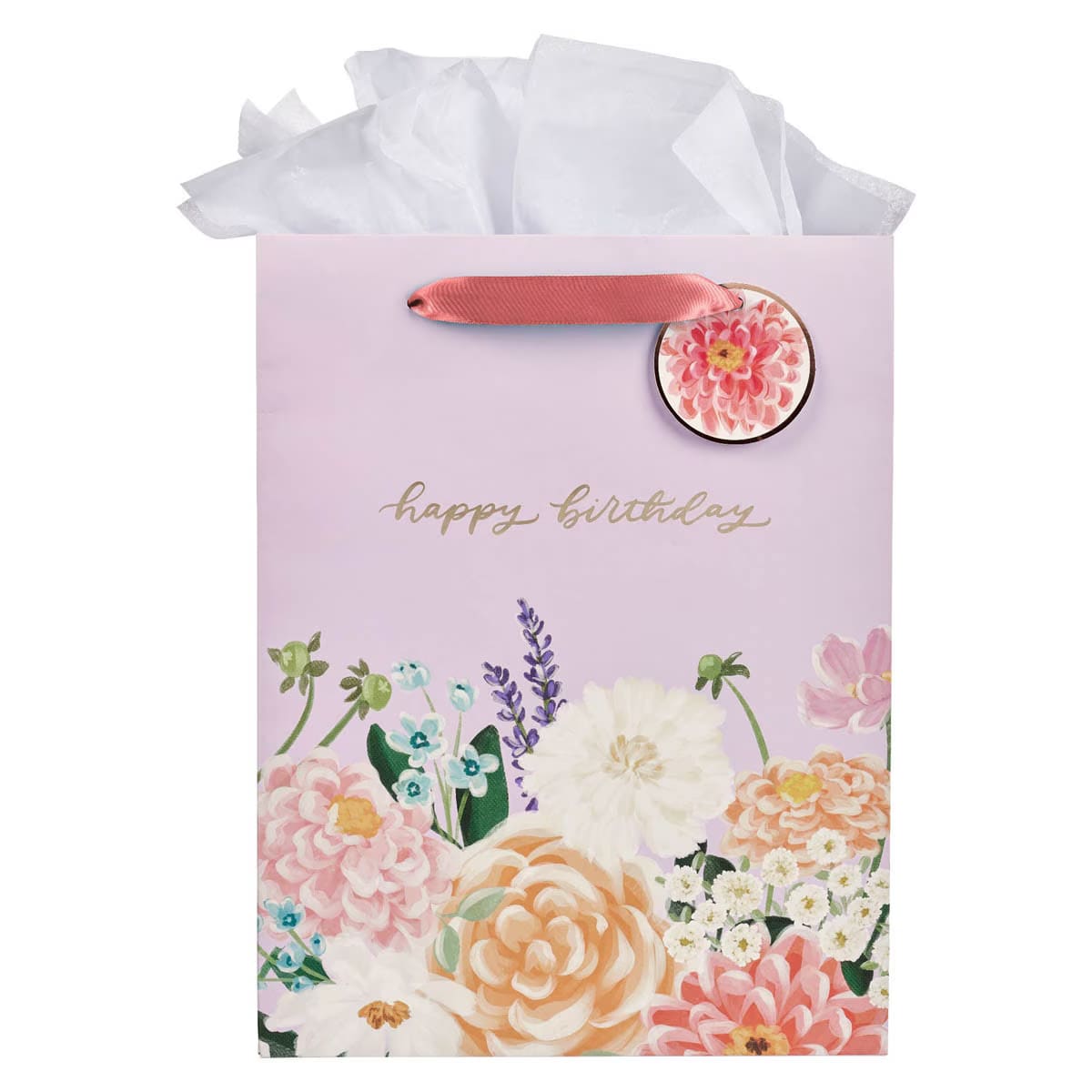 Happy Birthday Lilac Floral Large Gift Bag