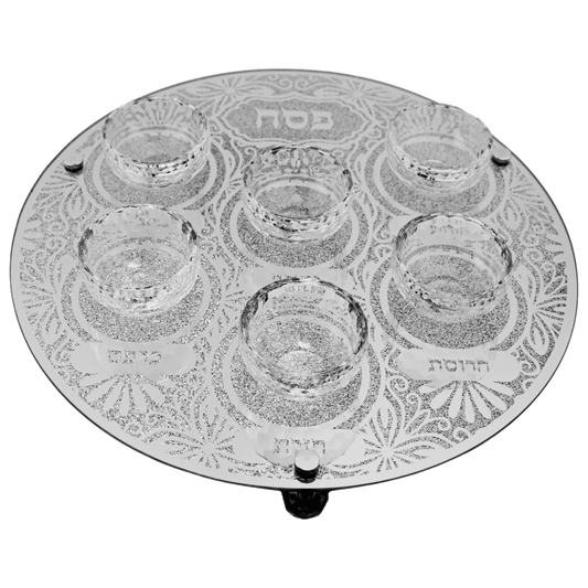 Glass Passover Plate - Silver