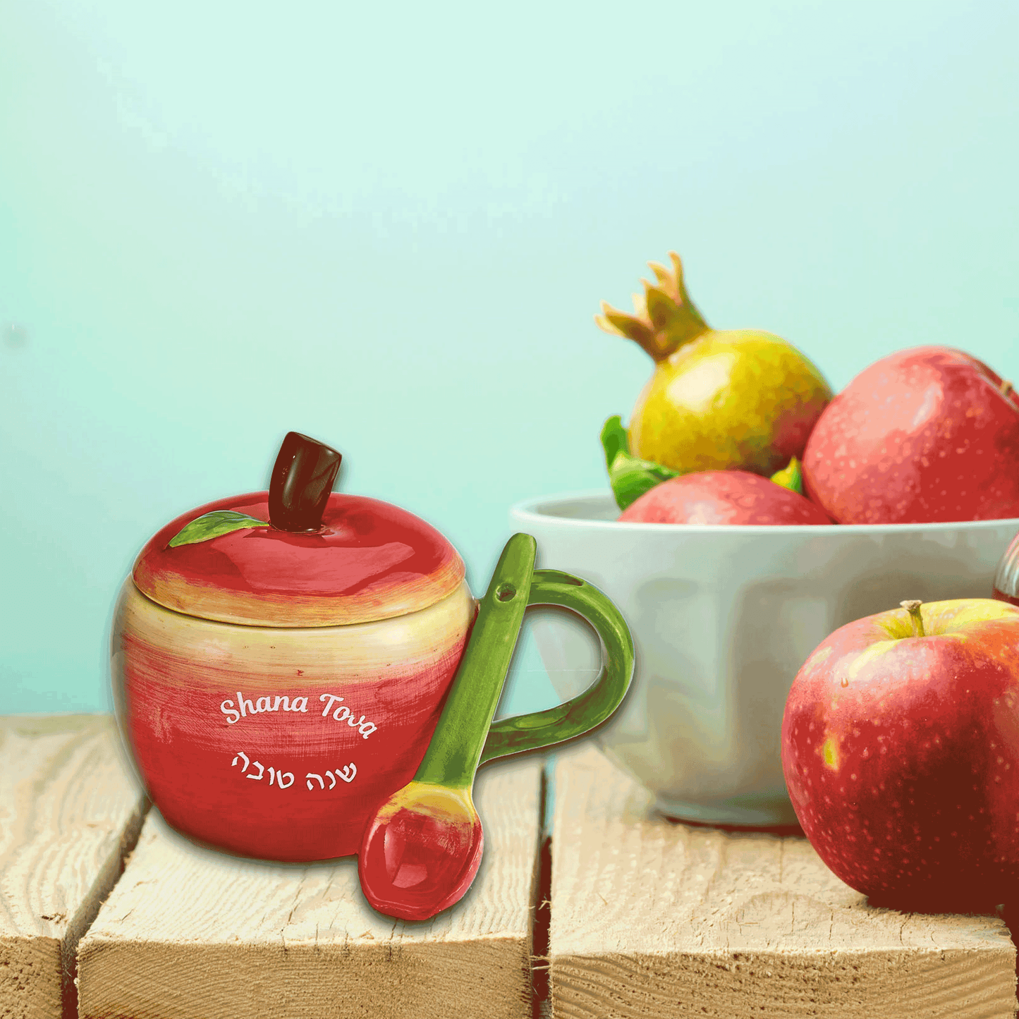 Apple Honey Dish With Spoon