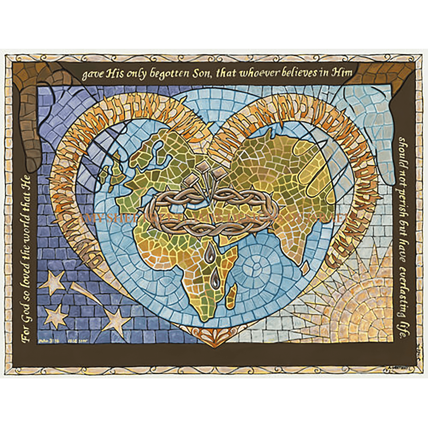 John 3:16 Mosaic Print by Amy Sheetreet