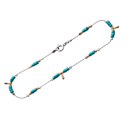 Turquoise & Silver Anklet