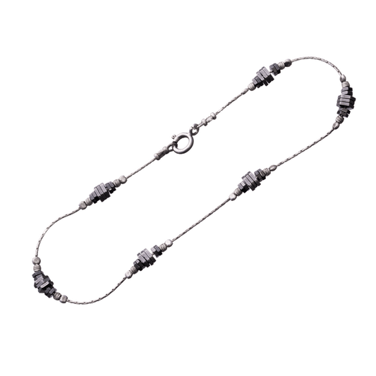 Sterling silver anklet with hematite and sterling silver beads