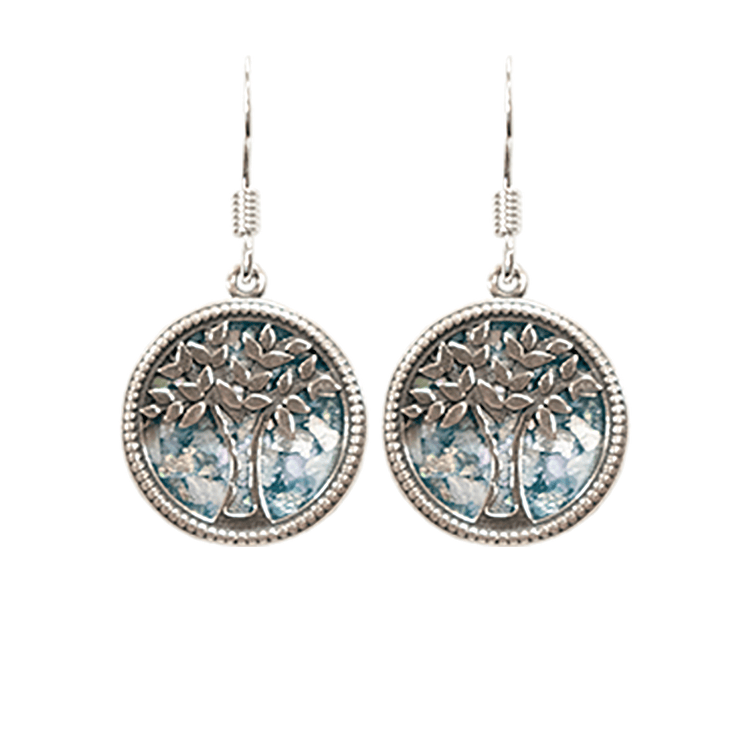 Roman Glass Tree of Life Earrings - Round