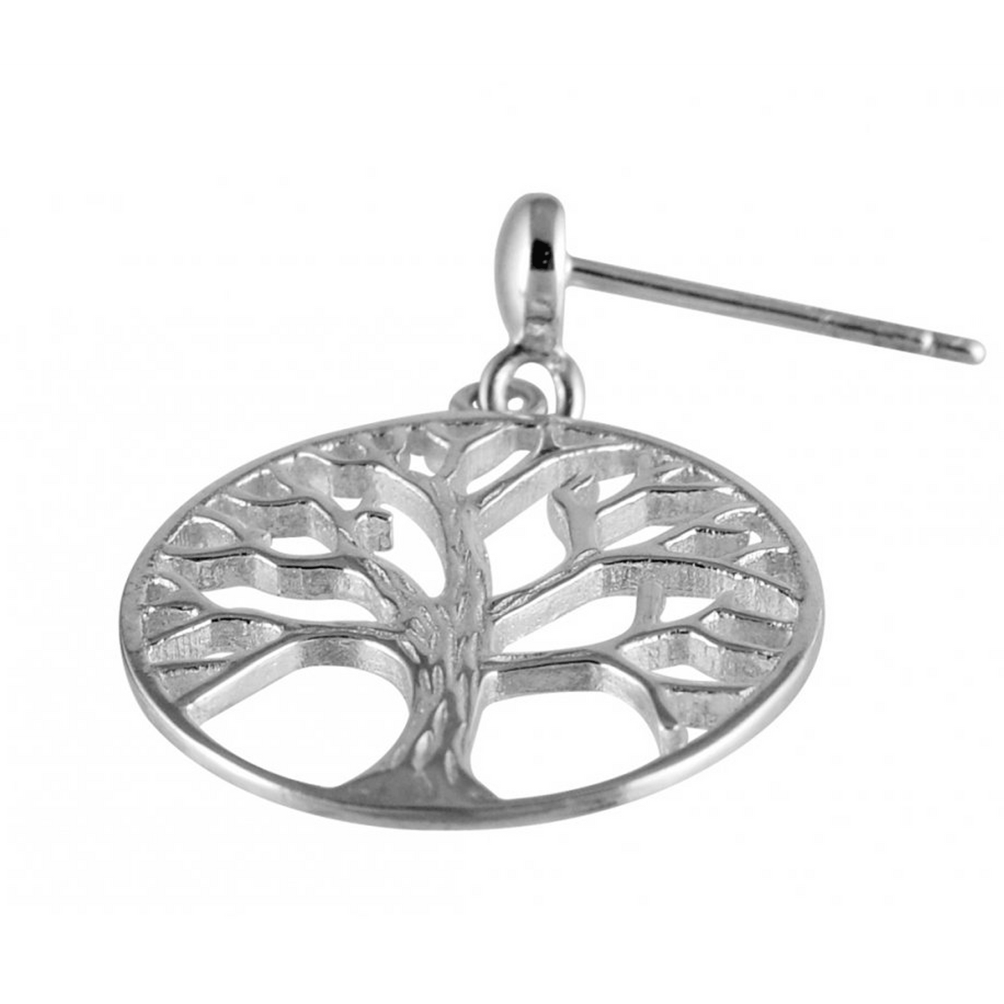 Sterling Silver Tree of Life Circular Earrings