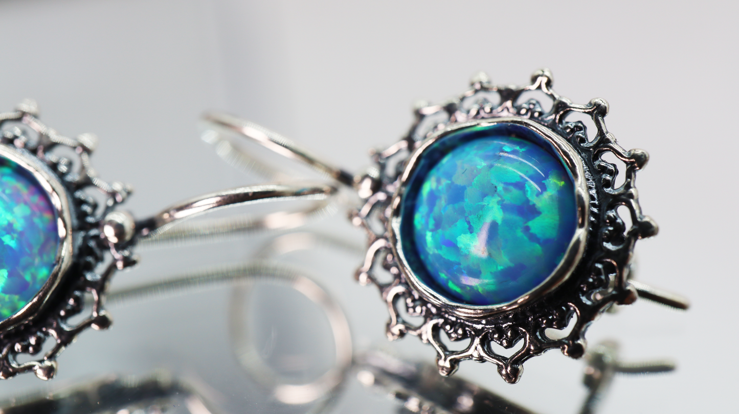 Opal Halo Drop Earrings