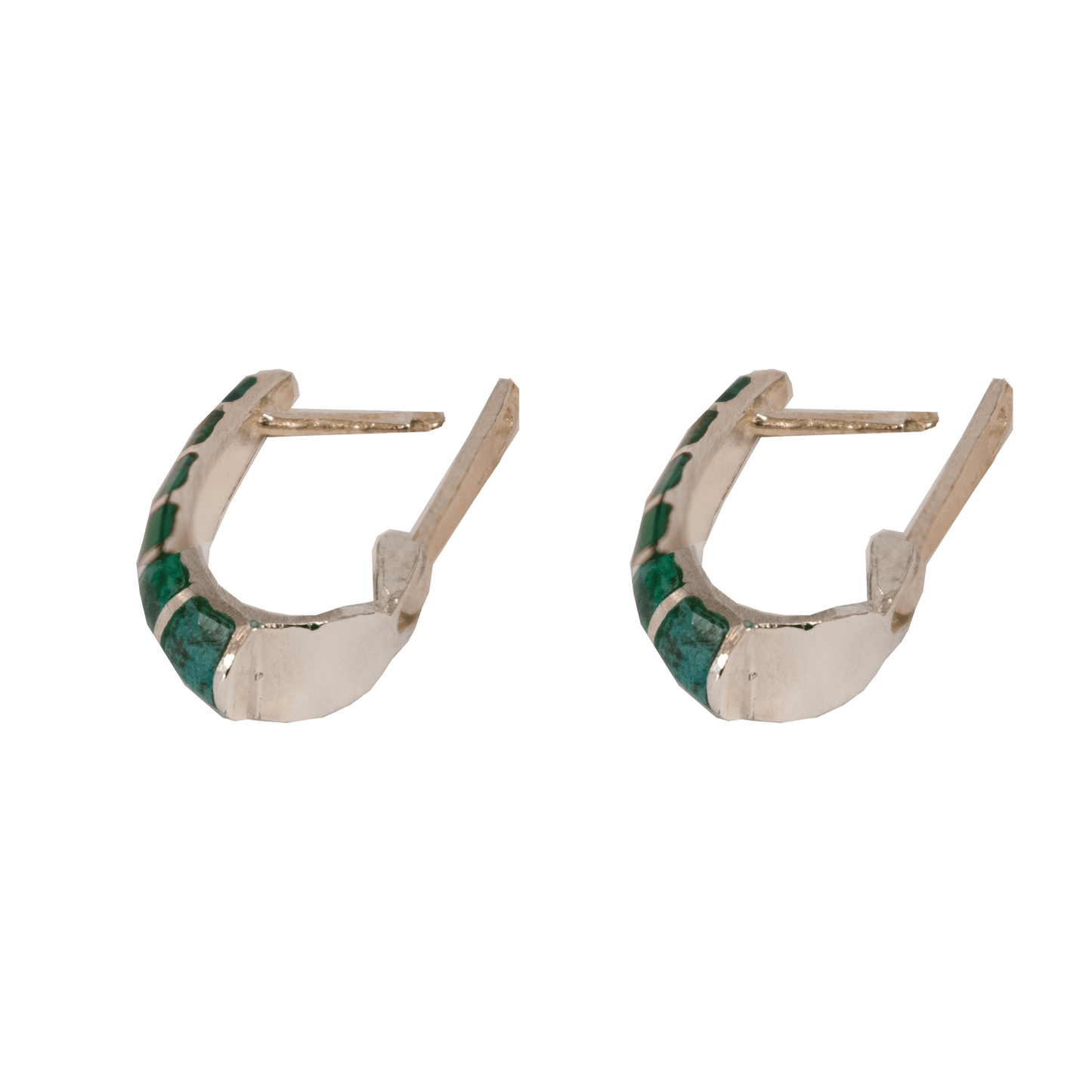 Oval hoop latch-back earrings made of Eilat stone