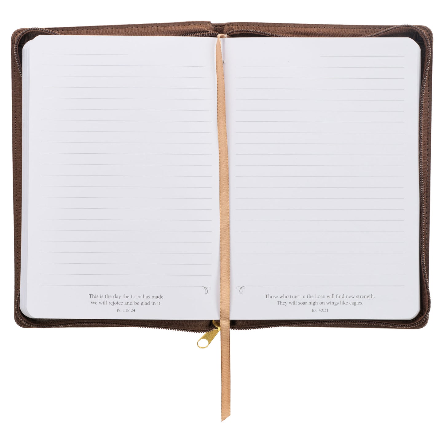 Soar Brown Faux Leather Classic Journal with Zipped Closure - Isaiah 40:31
