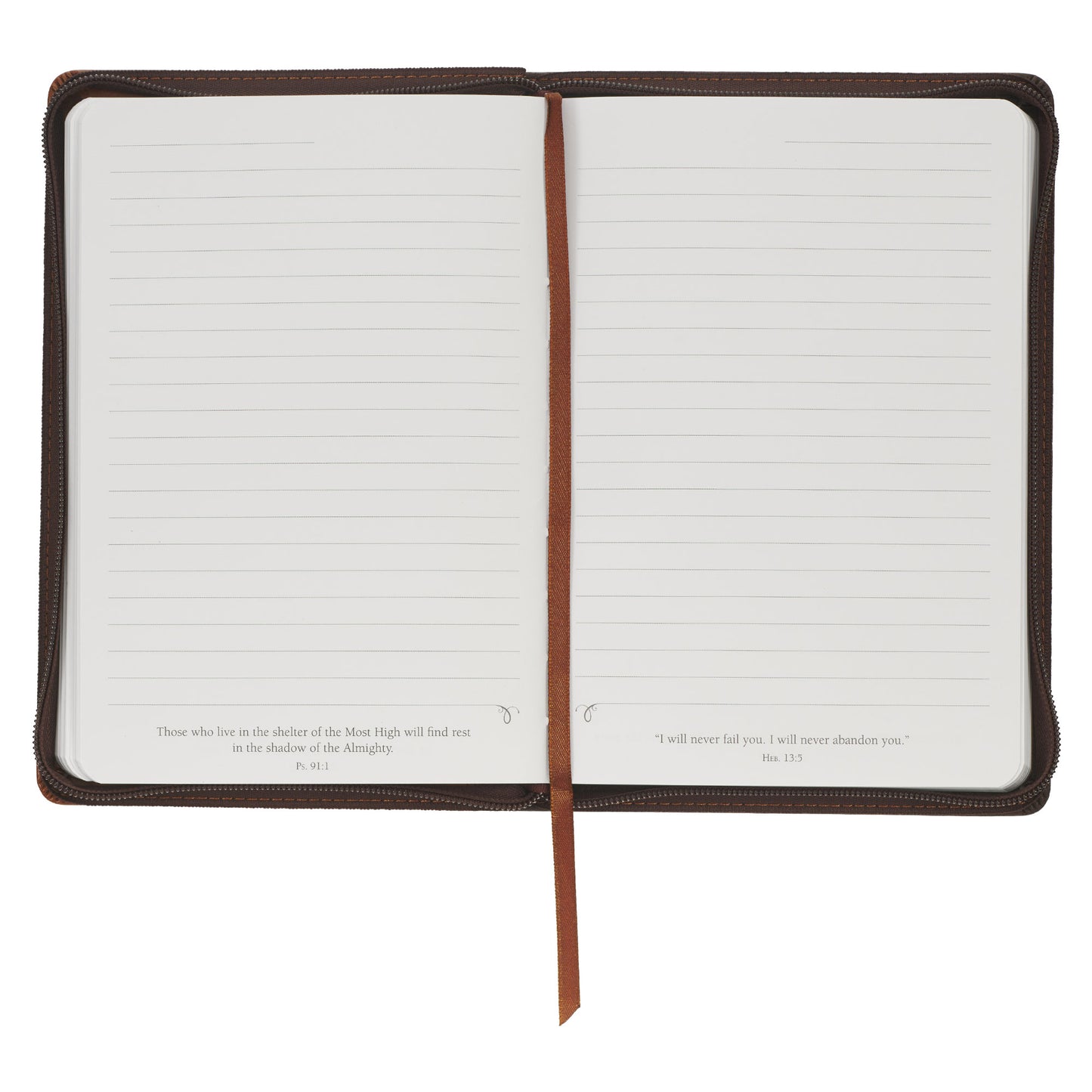 With God All Things Are Possible Two-tone Brown Faux Leather Classic Journal with Zippered Closure - Matthew 19:26