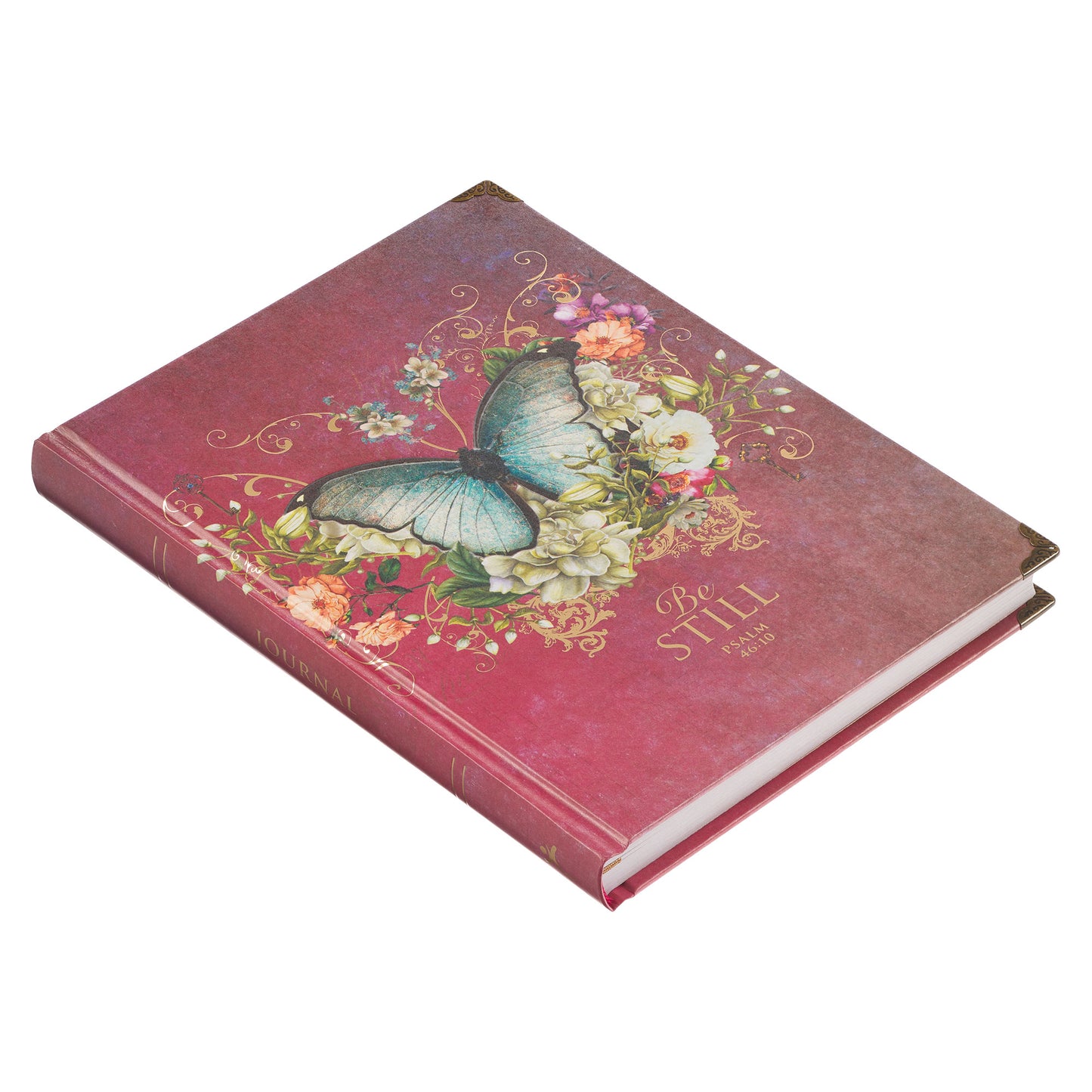 Pink Be Still Butterfly Hardcover Journal - Psalm 46:10