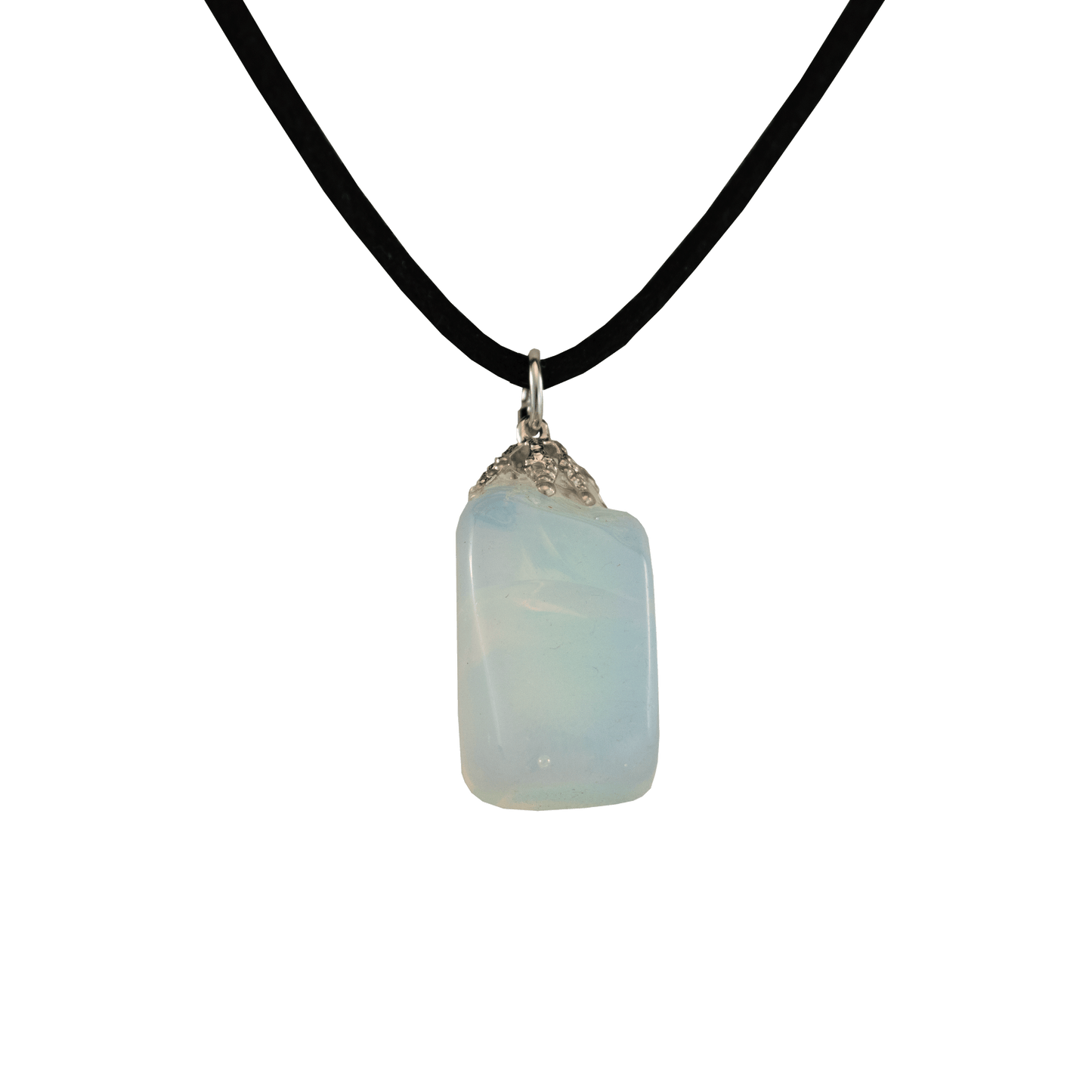 Rectangular Opalite Stone necklace on a black cord
