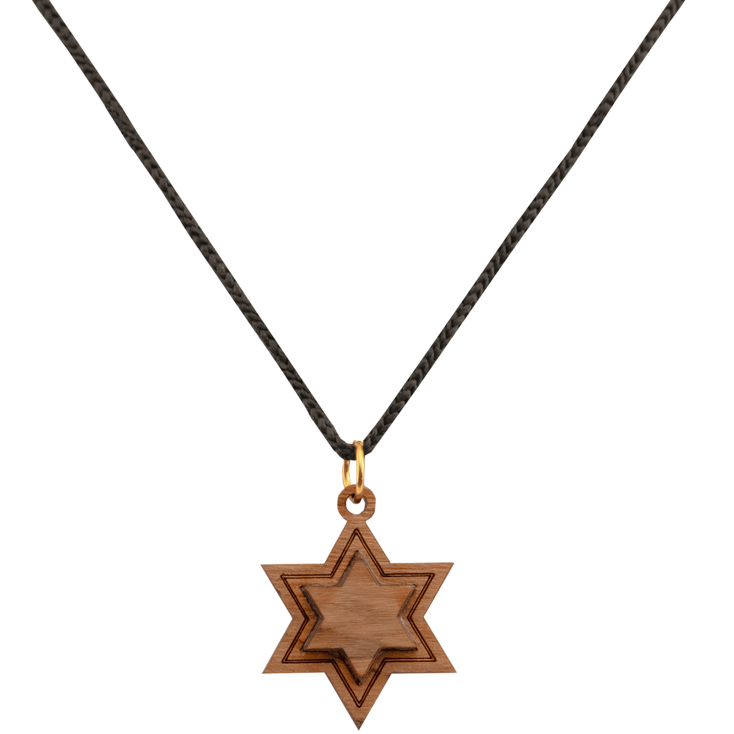 Olive Wood 3D Star of David Necklace