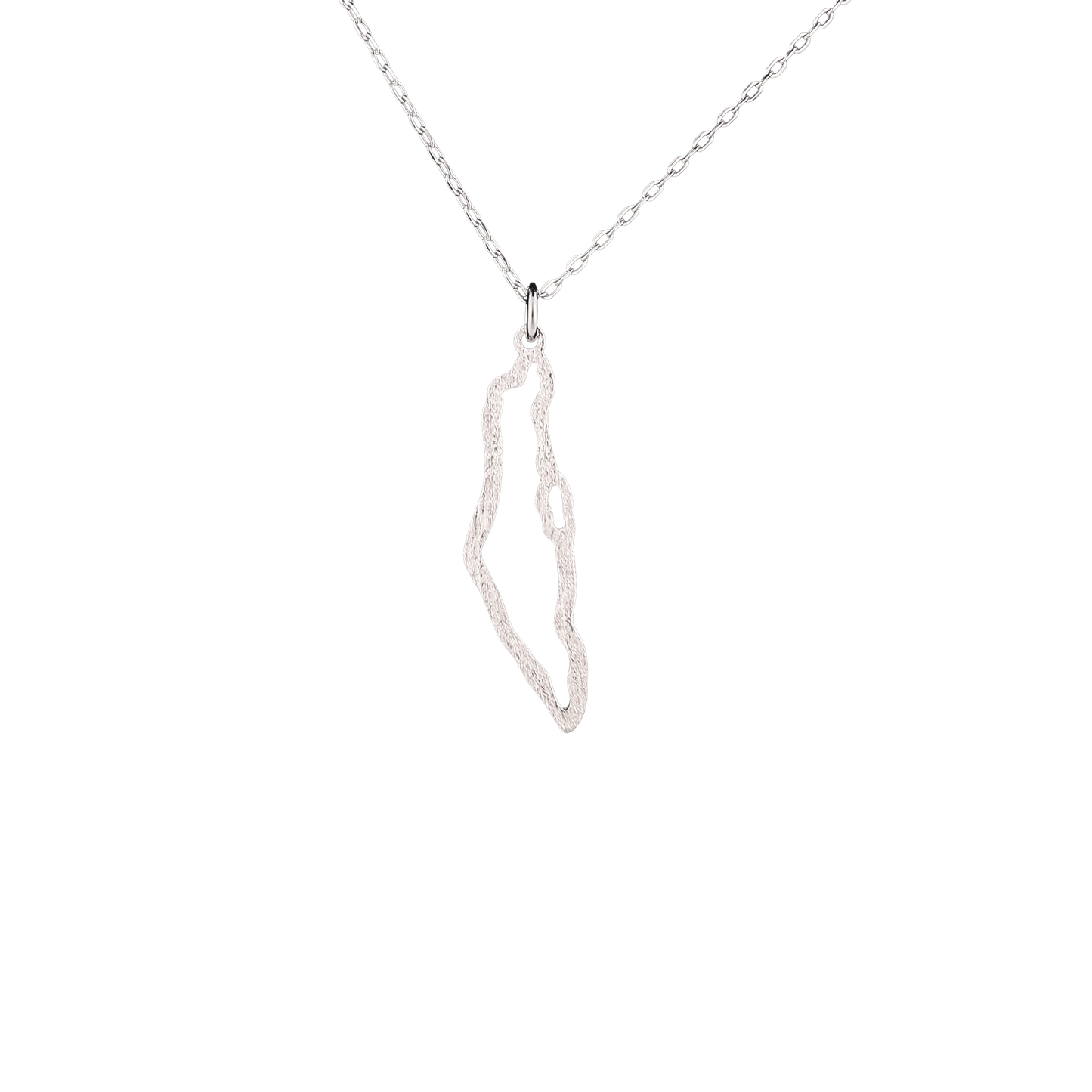 Israel Outline Brushed Silver Necklace