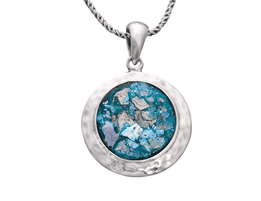 Roman Glass Silver Necklace