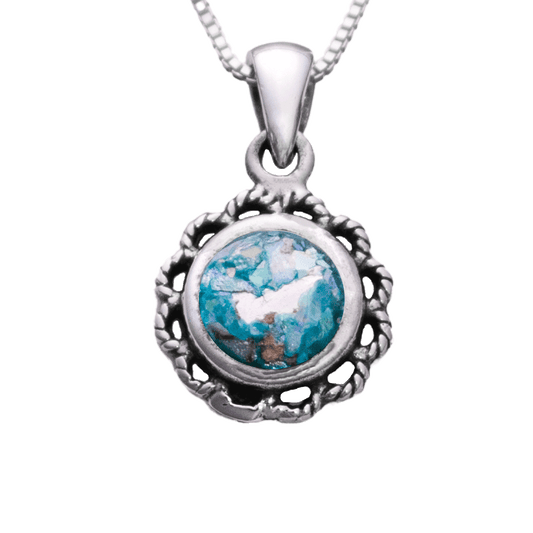 Roman-Glass-&-Silver-Flower-Necklace