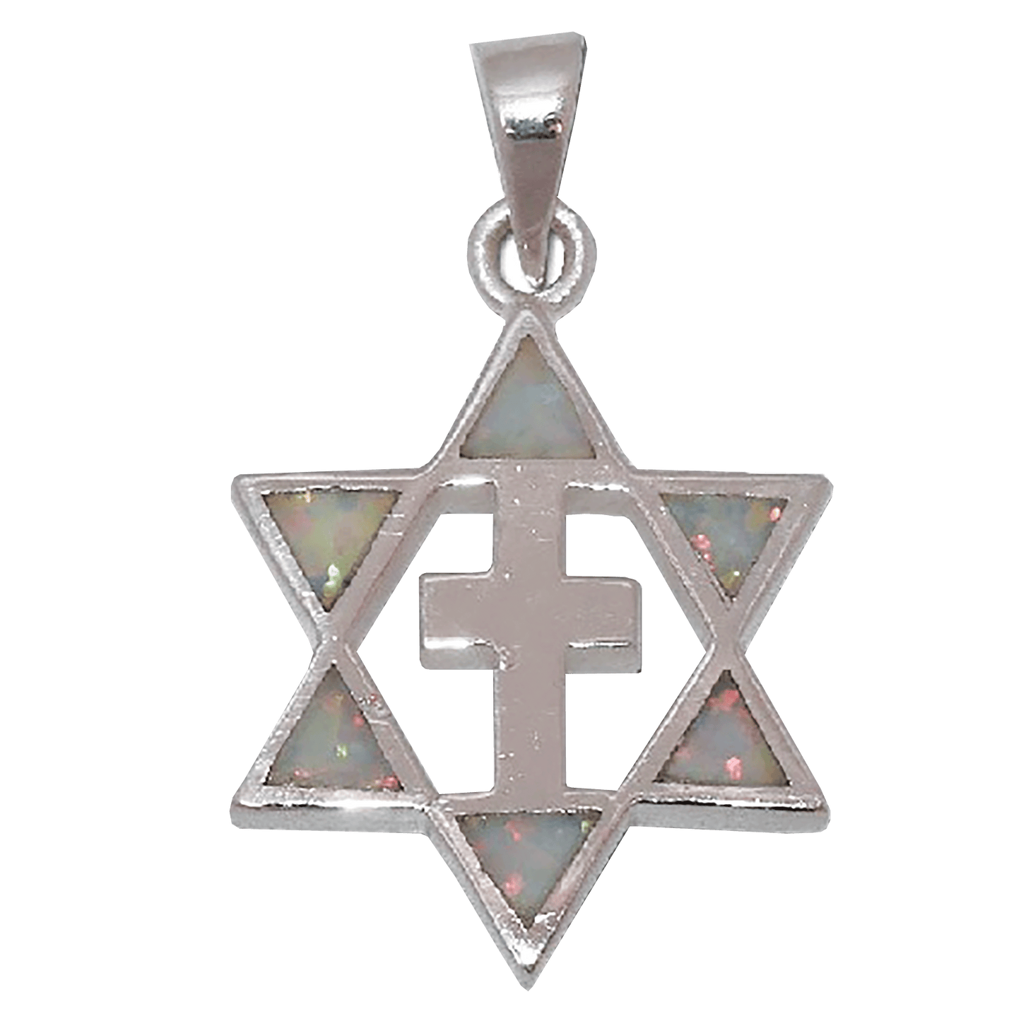 Opal Star of David with Cross Two-Sided Necklace