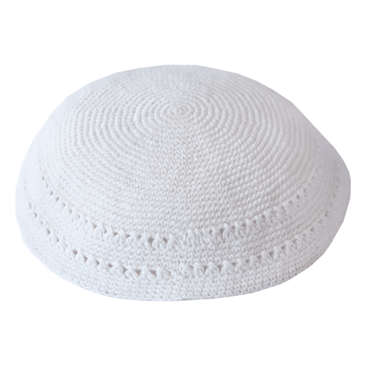 White Knitted Kippah (19 cm)