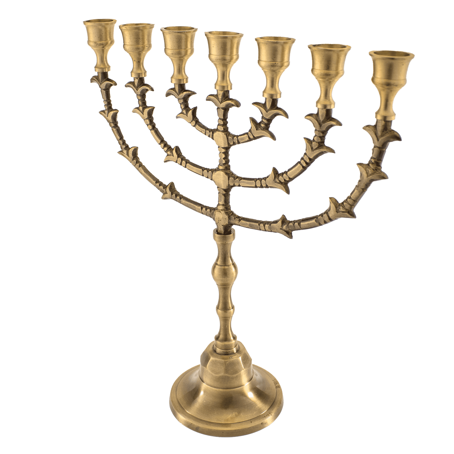 Twelve and a half inch antique brass menorah