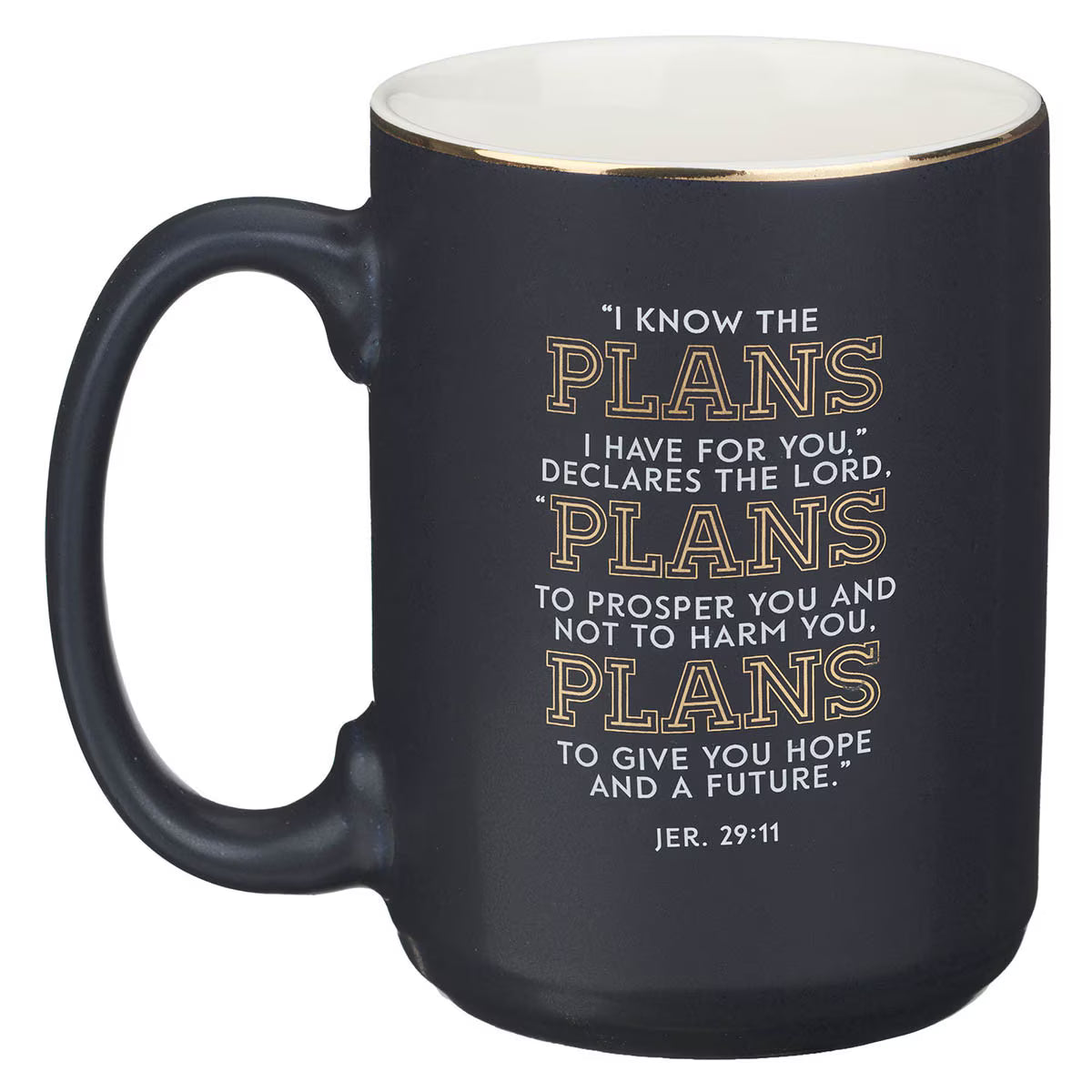 The Plans Modern Blue Grid Ceramic Coffee Mug - Jeremiah 29:11