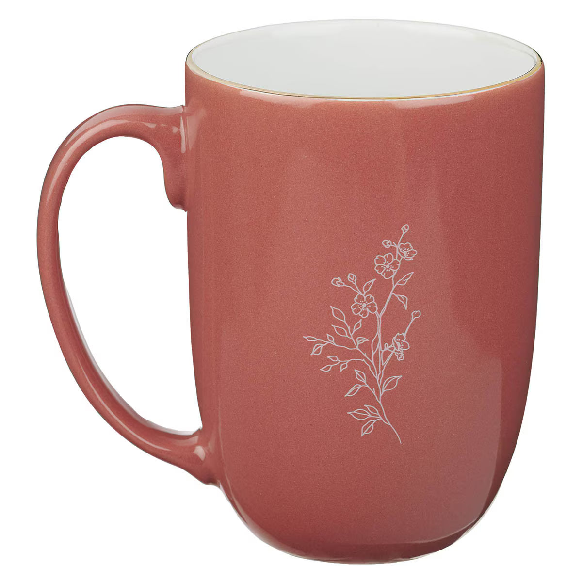 Trust Coral Rose Floral Ceramic Coffee Mug - Proverbs 3:5