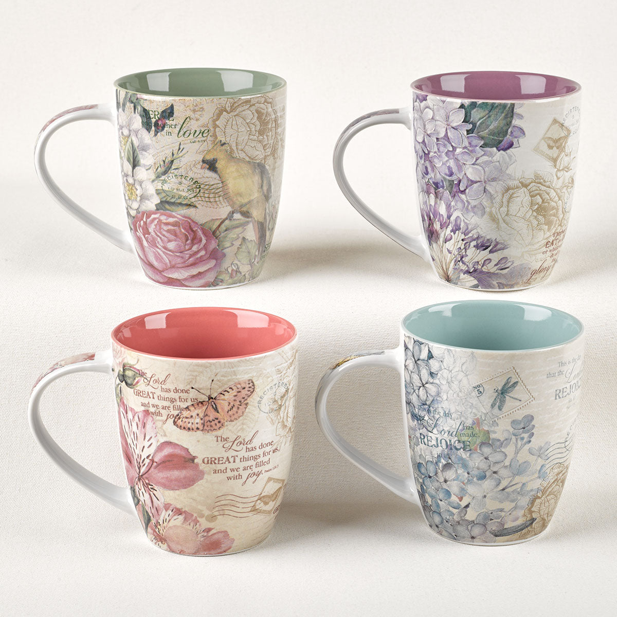 Floral Inspirations Four Piece Coffee Mug Set