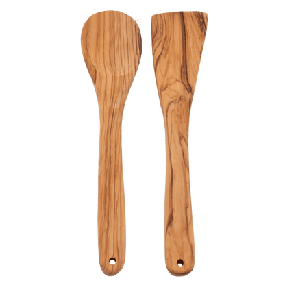 Olive Wood Serveware Set - Spoon & Spatula