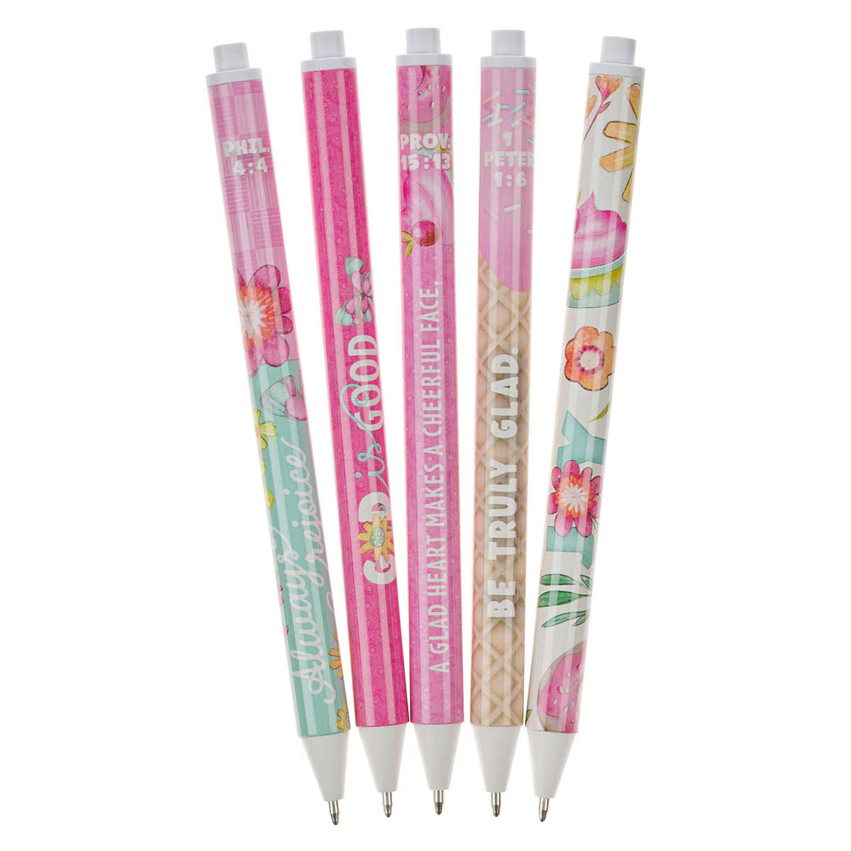 Pink Sprinkled with Joy Retractable Pen Set - 1 Peter 1:6