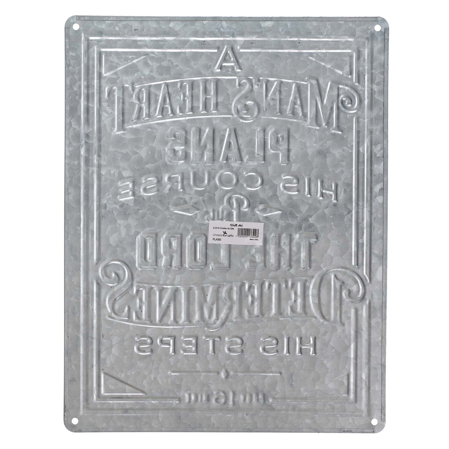 A Man's Heart Vintage Galvanized Metal Wall Art - Proverbs 16:9