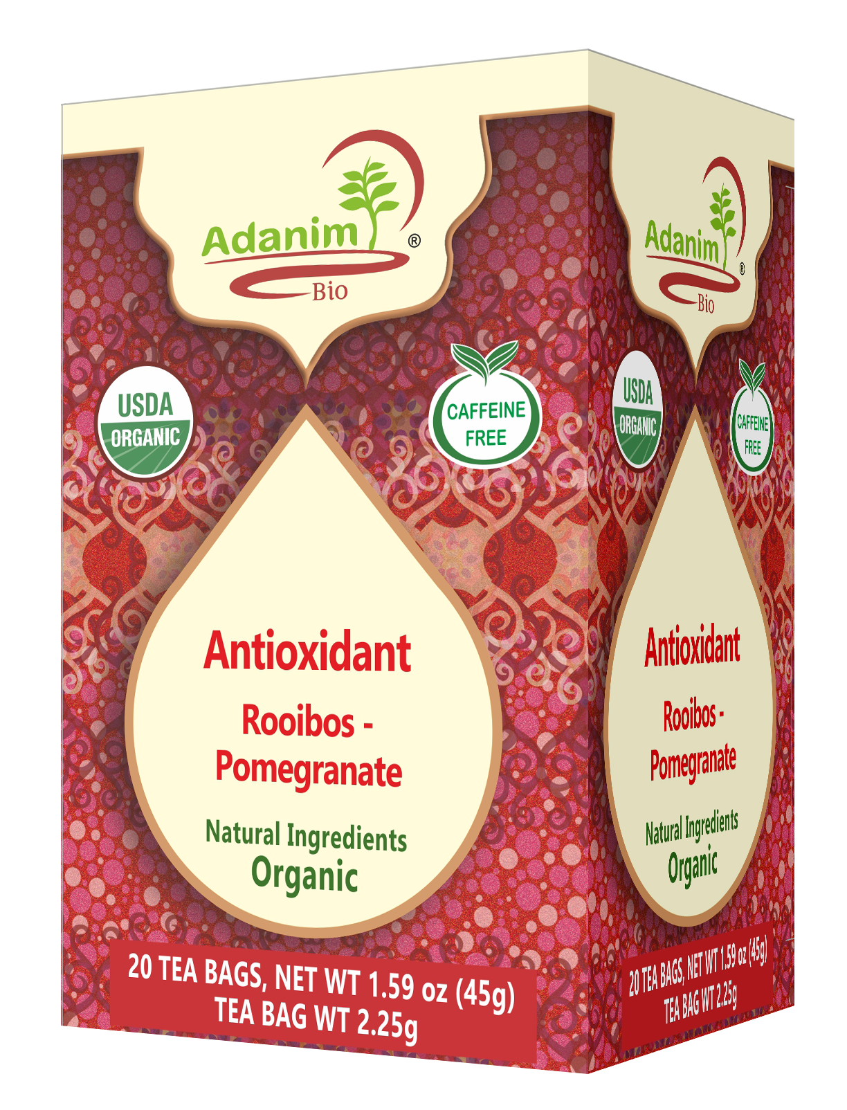 Organic Rooibos Pomegranate Tea - free from Caffeine and Oxalic acid