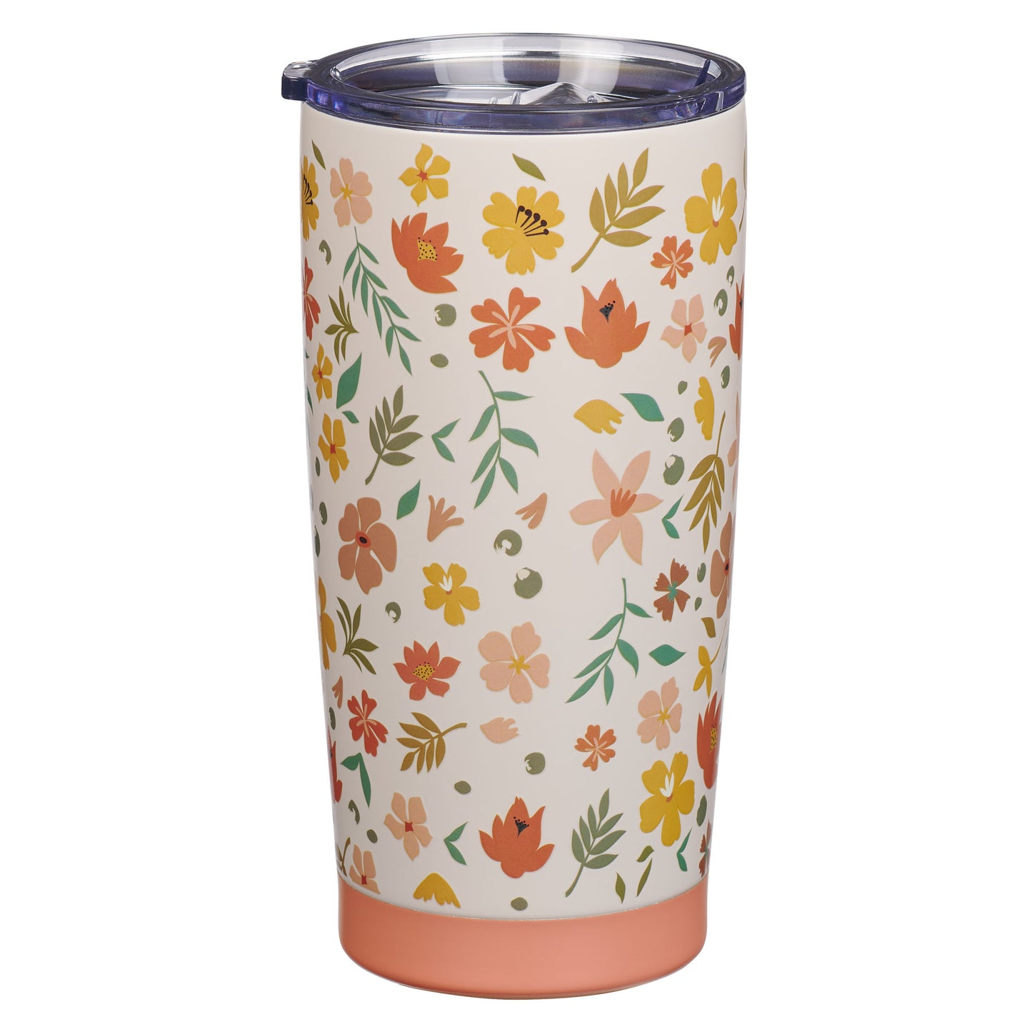 World's Greatest Mom Peach Floral Stainless Steel Travel Tumbler