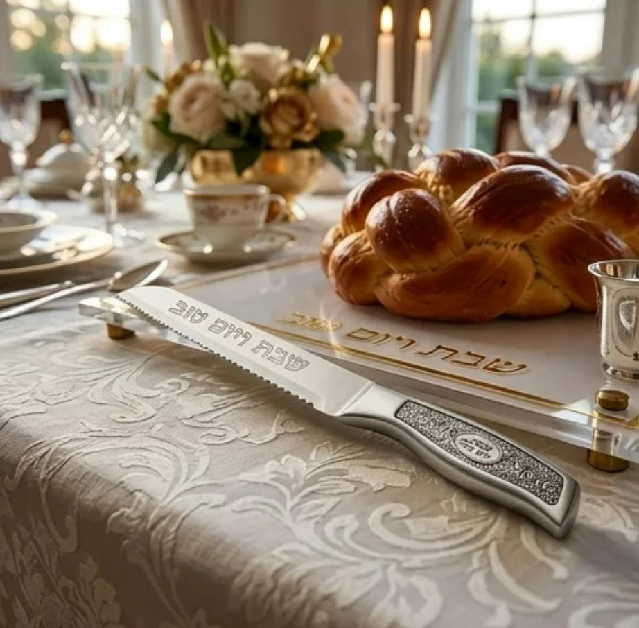 Stainless Steel Challah Knife with Decorative Handle
