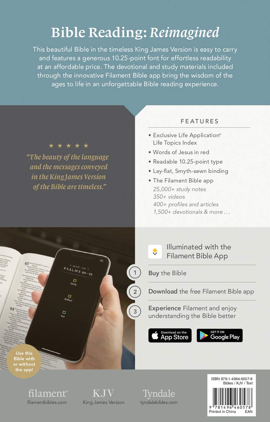 A picture of the back cover of the KJV Large Print Premium Value Thinline Bible, Filament-Enabled Edition