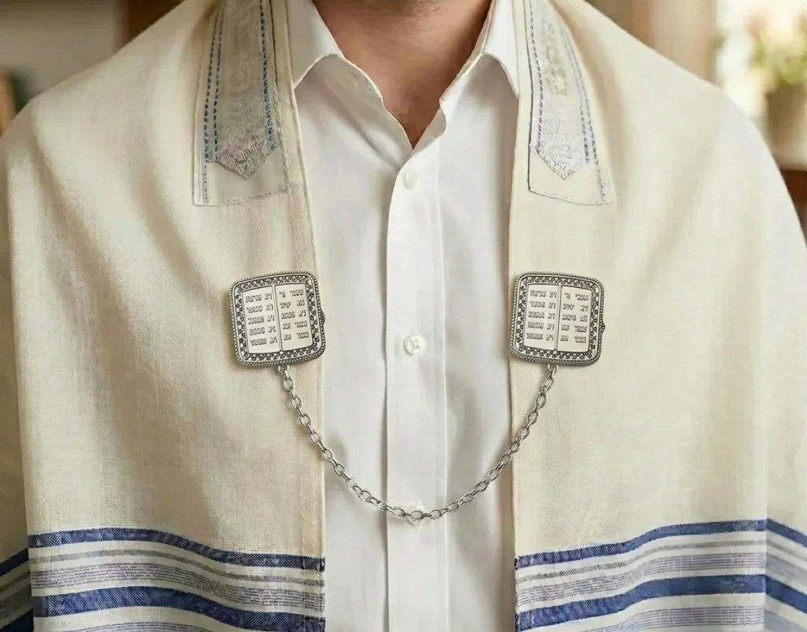 Ten Commandments Tallit Prayer Shawl Clips