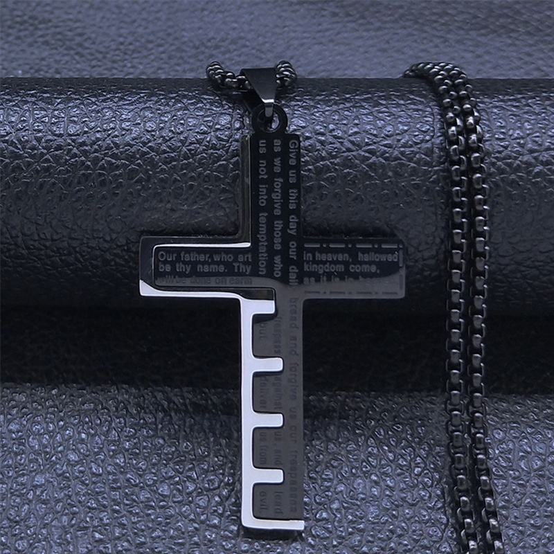 The Lords Prayer Stainless Steel Cross Necklace