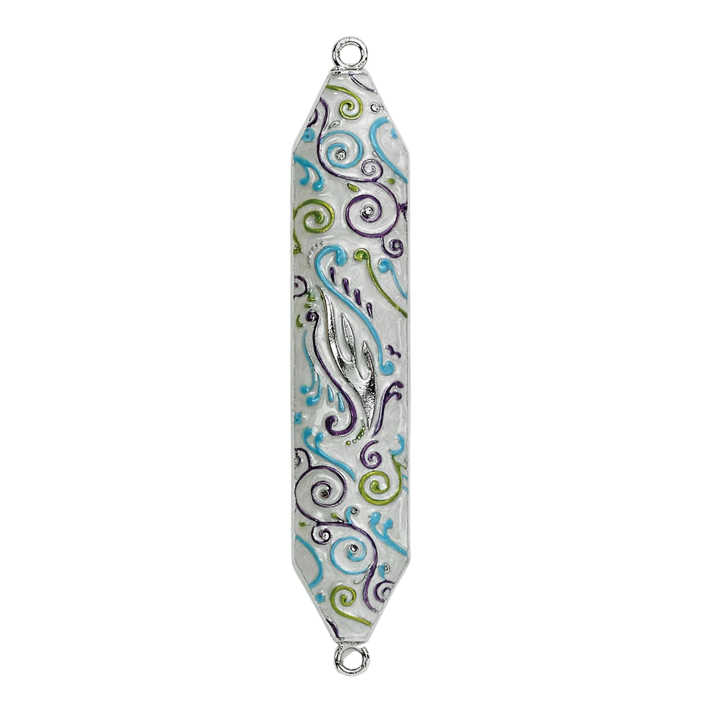 Multi Swirls Enameled Mezuzah with Rhinestones 5"