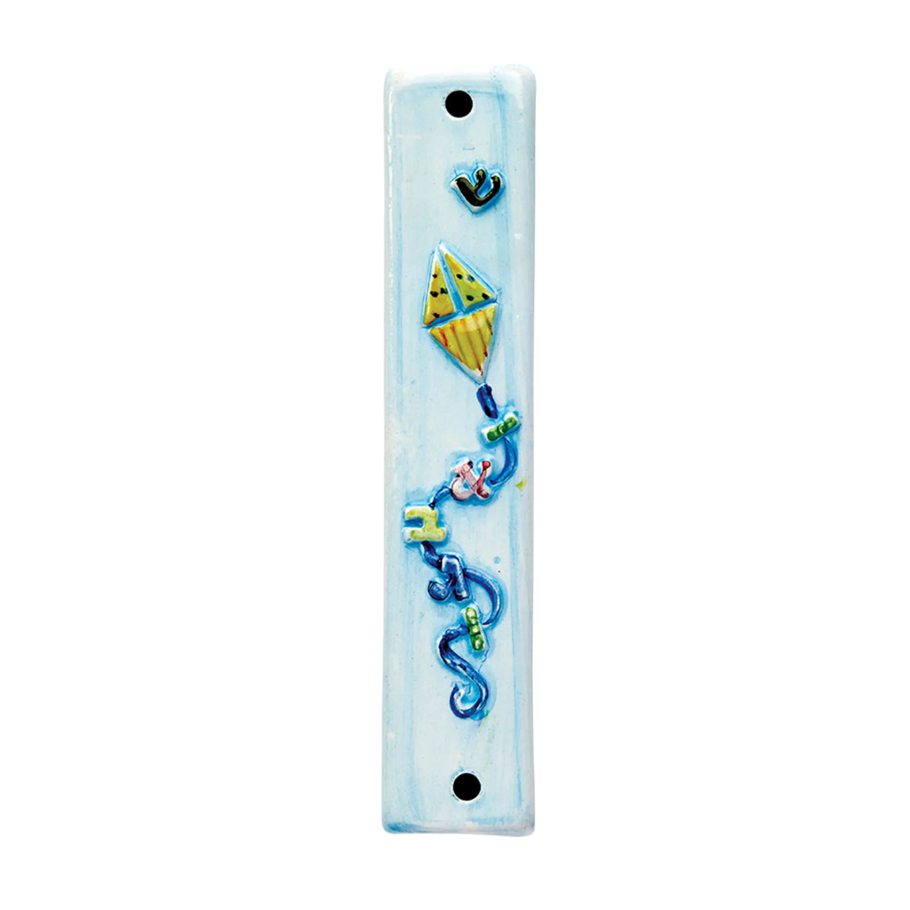 Ceramic Kite Mezuzah in Shades of Blue