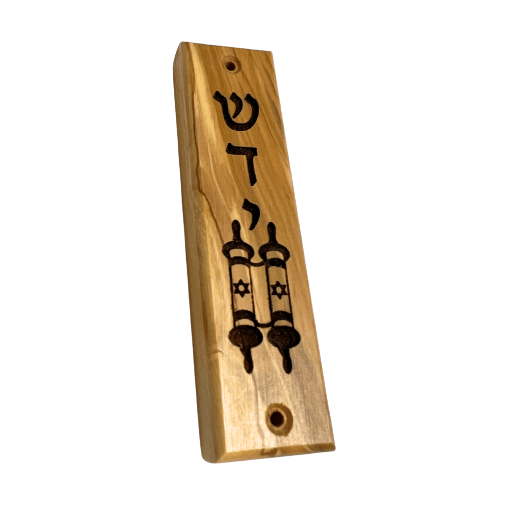 Torah Scroll Olive Wood Mezuzah