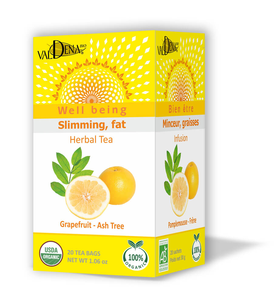 Package of Slimming Fat, Grapefruit and Ash-Tree Herbal Blend Tea
